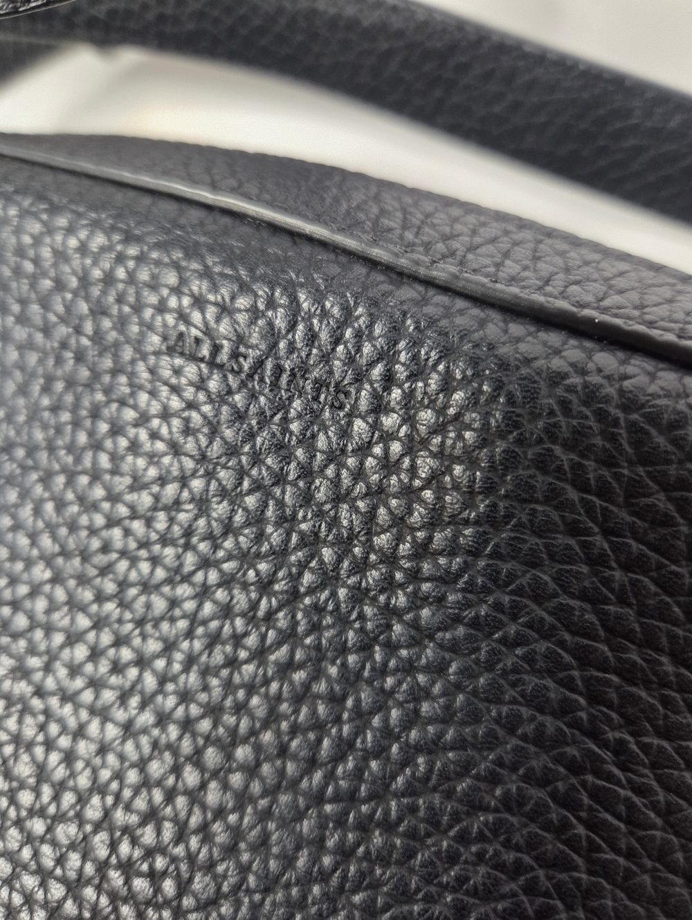 ALLSAINTS captain Black Pebbled Leather Crossbody Bag EUC minimalist classic - Picture 12 of 13